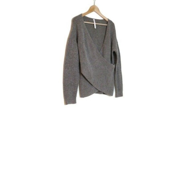 Babaton Sweaters - The Group Babaton Bandini Wrap Sweater Gray Wool